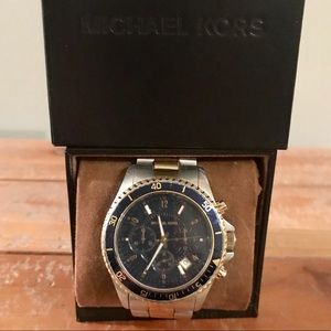 MICHAEL KORS Oversized Gold/Silver/Blue Watch!